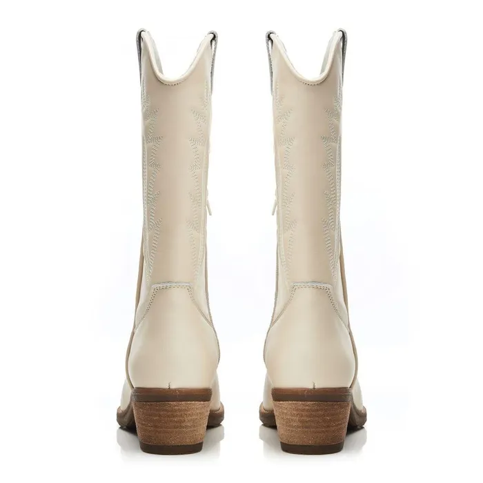 Women Moda In Pelle MidCalf Boots Fanntine Cream Leather
