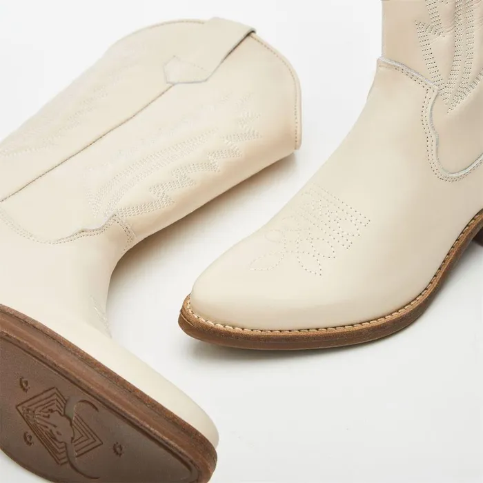 Women Moda In Pelle MidCalf Boots Fanntine Cream Leather