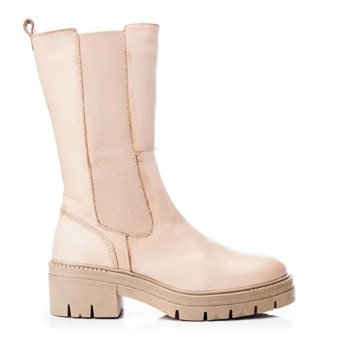 Women Moda In Pelle MidCalf Boots Giellen Cream Leather