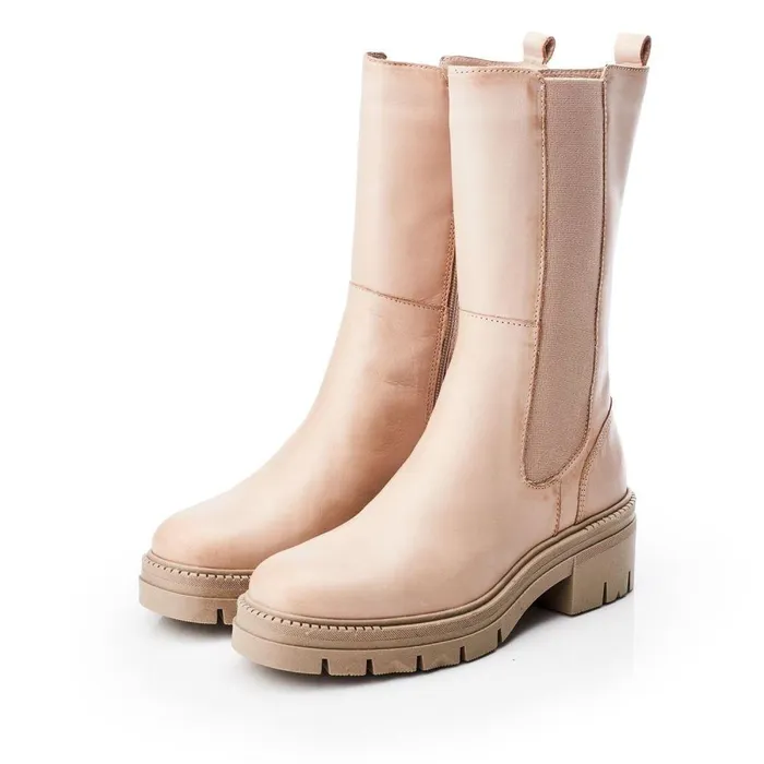 Women Moda In Pelle MidCalf Boots Giellen Cream Leather