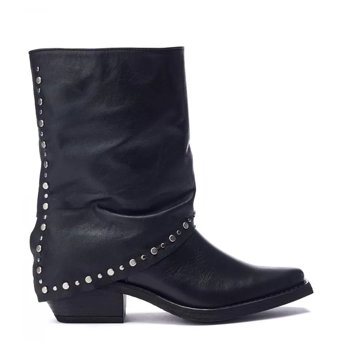 Women Moda In Pelle MidCalf Boots Oggio Black Leather