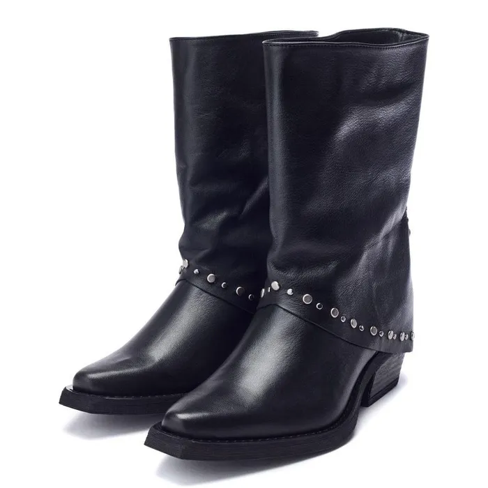 Women Moda In Pelle MidCalf Boots Oggio Black Leather
