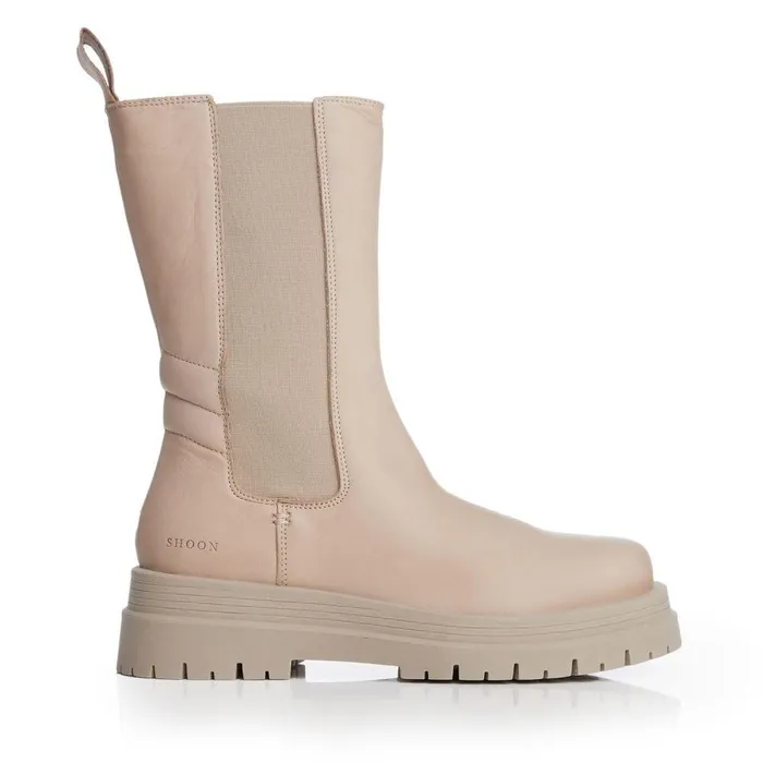 Women Moda In Pelle MidCalf Boots Shoon Sh Idiom Beige Leather