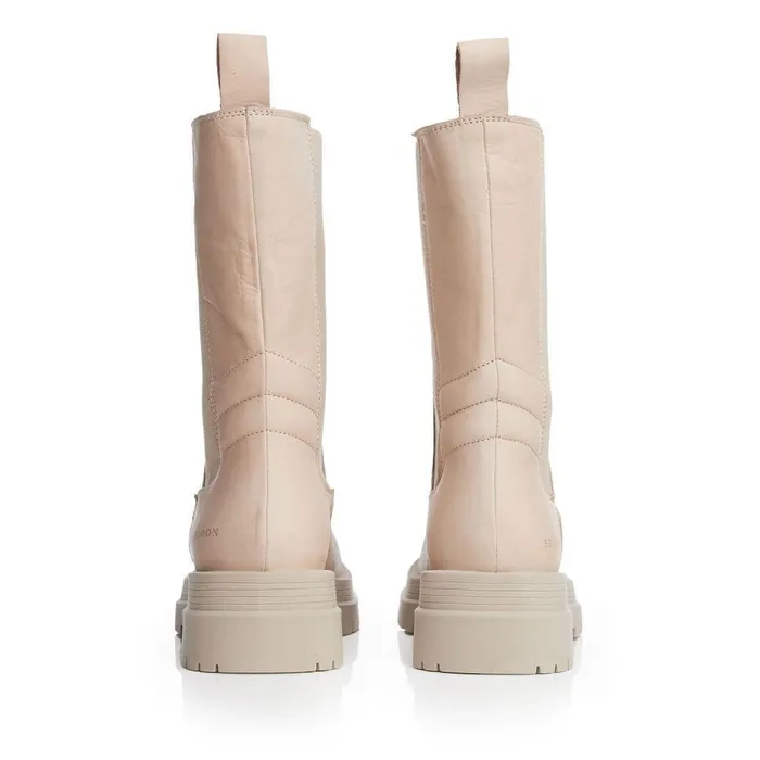 Women Moda In Pelle MidCalf Boots Shoon Sh Idiom Beige Leather