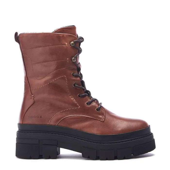 Women Moda In Pelle MidCalf Boots Shoon Sh Ocker Tan Leather