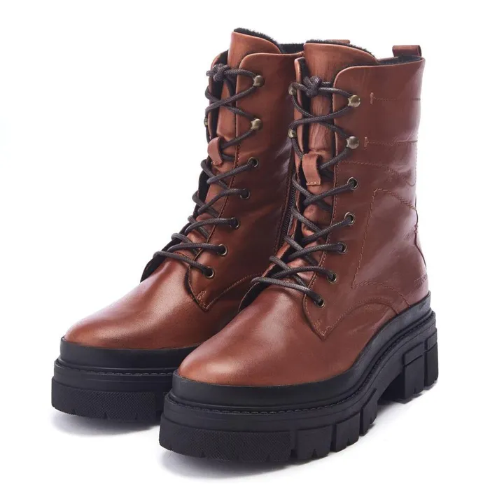 Women Moda In Pelle MidCalf Boots Shoon Sh Ocker Tan Leather