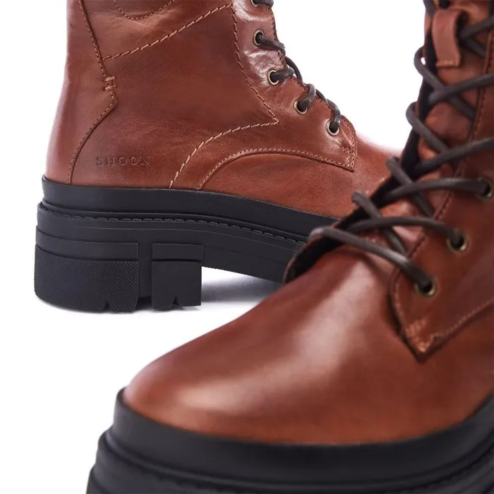 Women Moda In Pelle MidCalf Boots Shoon Sh Ocker Tan Leather