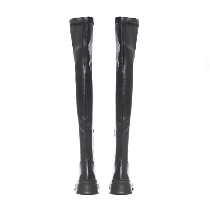 Women Moda In Pelle Over The Knee Boots Bsoleful B Stari Black Leather