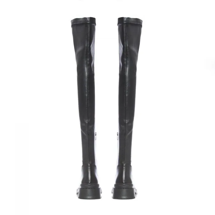 Women Moda In Pelle Over The Knee Boots Bsoleful B Stari Black Leather