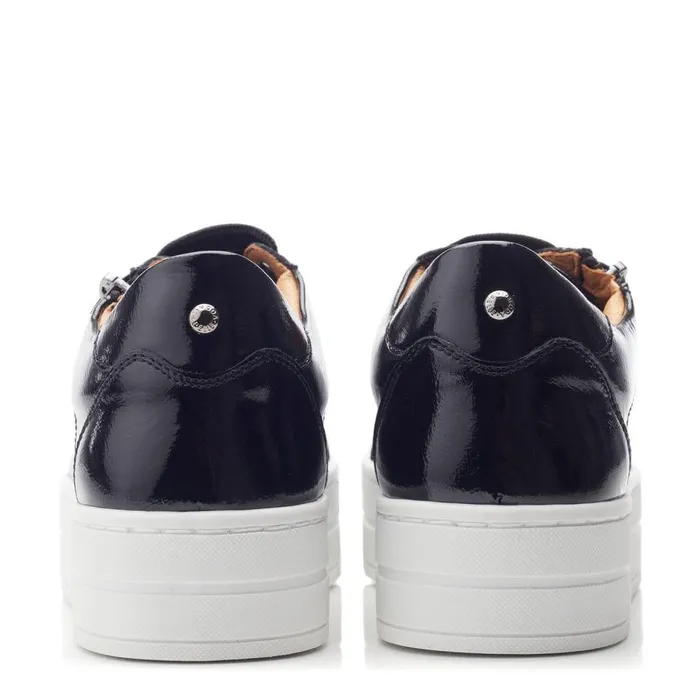 Women Moda In Pelle Platform Trainers Abbiy Black Patent Leather