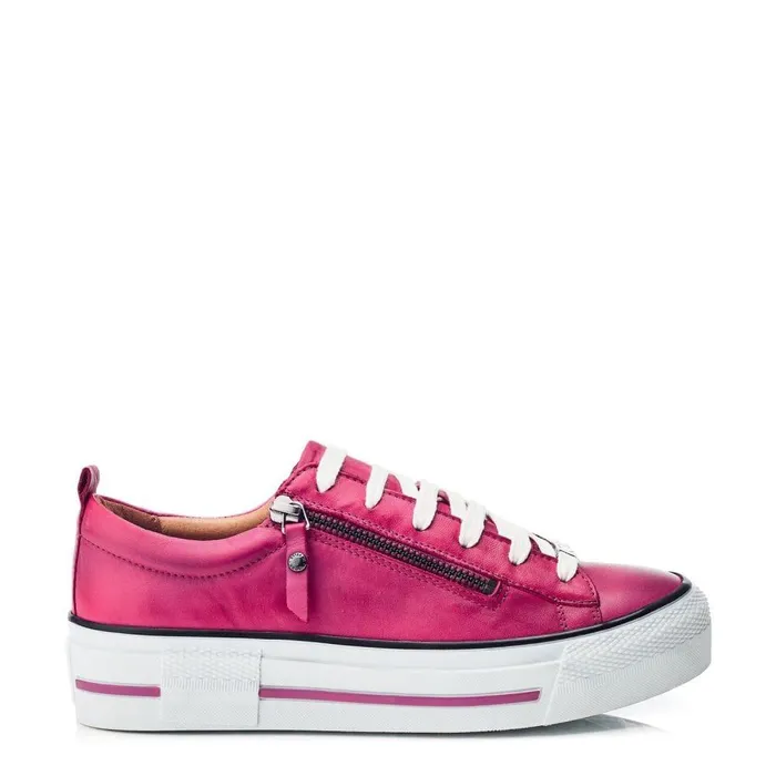 Women Moda In Pelle Platform Trainers Filician Dark Pink Leather