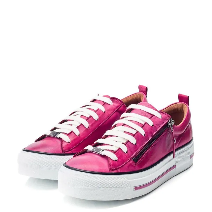 Women Moda In Pelle Platform Trainers Filician Dark Pink Leather