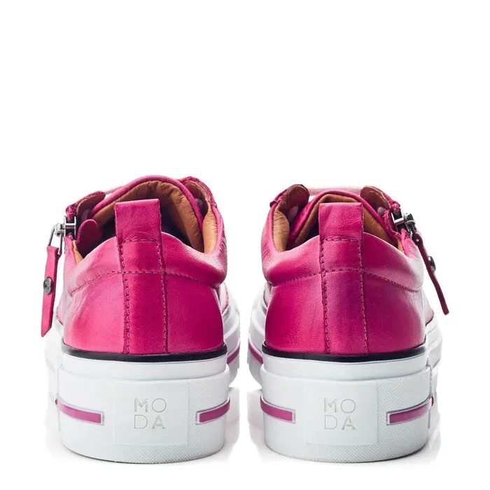 Women Moda In Pelle Platform Trainers Filician Dark Pink Leather