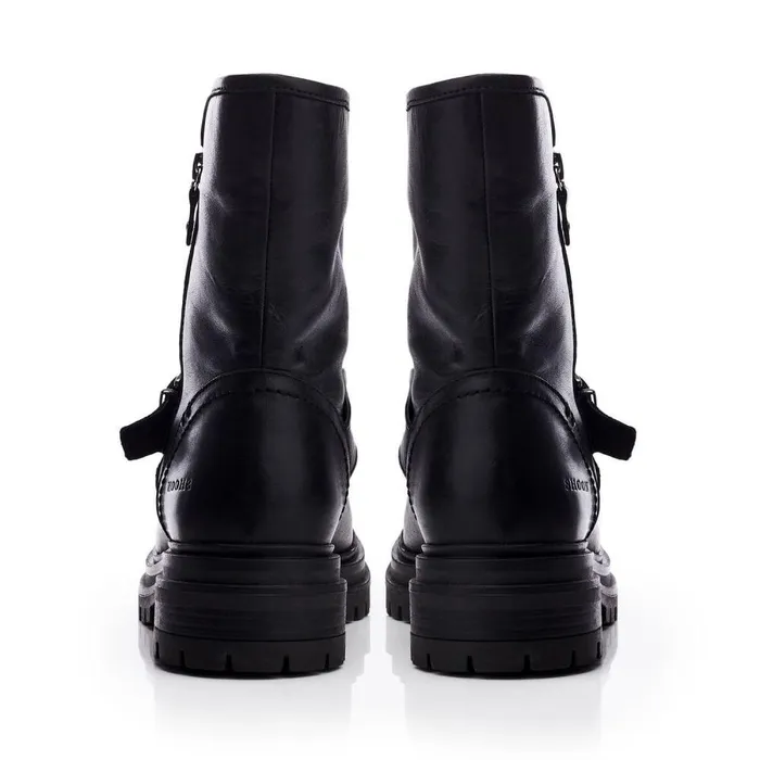 Women Moda In Pelle Riding And Flat Boots Shoon Sh Infell Black Leather