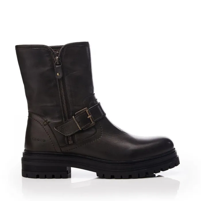 Women Moda In Pelle Riding And Flat Boots Shoon Sh Infell Olive Leather