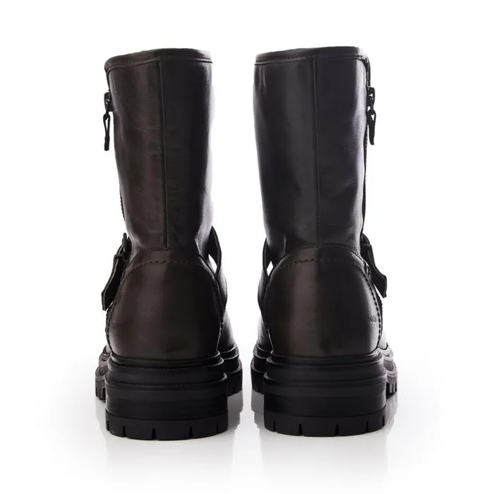 Women Moda In Pelle Riding And Flat Boots Shoon Sh Infell Olive Leather