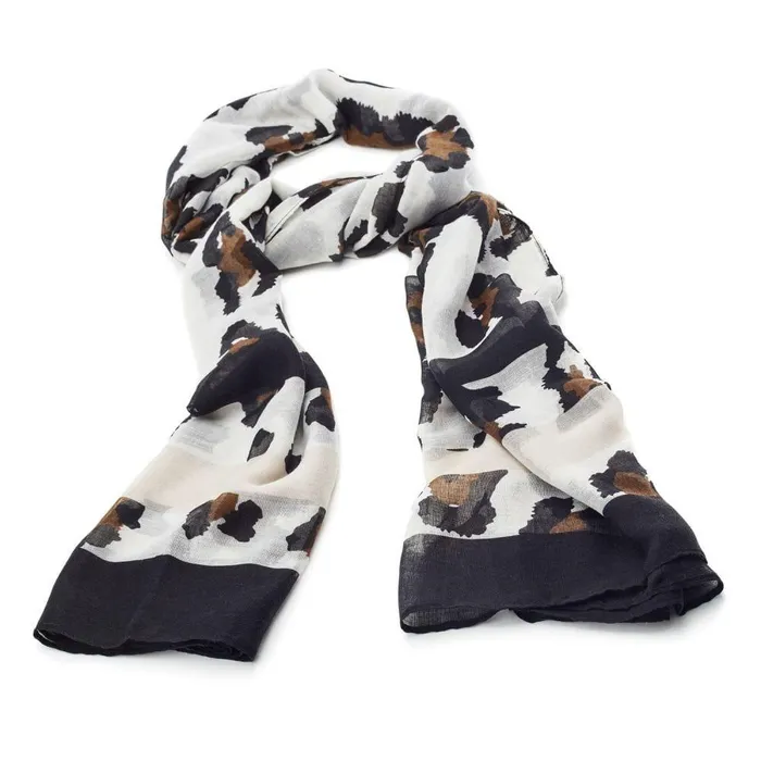 Women Moda In Pelle Scarves Leottie Scarf Natural Leopard Textile
