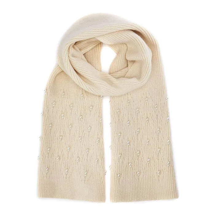Women Moda In Pelle Scarves Promysescarf Cream Textile