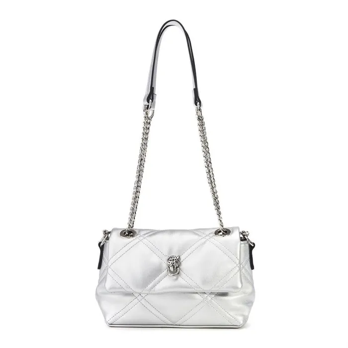 Women Moda In Pelle Shoulder Bags Ellie Bag Silver Porvair