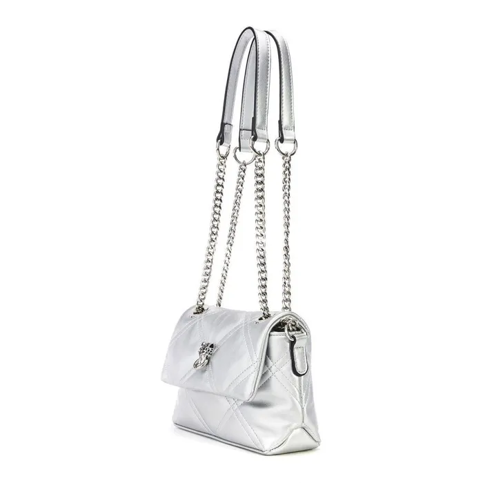 Women Moda In Pelle Shoulder Bags Ellie Bag Silver Porvair
