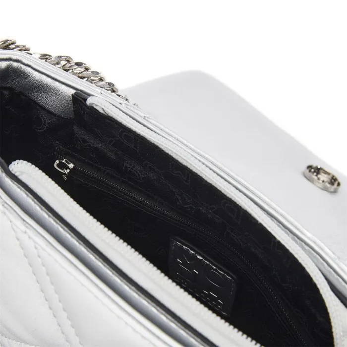 Women Moda In Pelle Shoulder Bags Ellie Bag Silver Porvair
