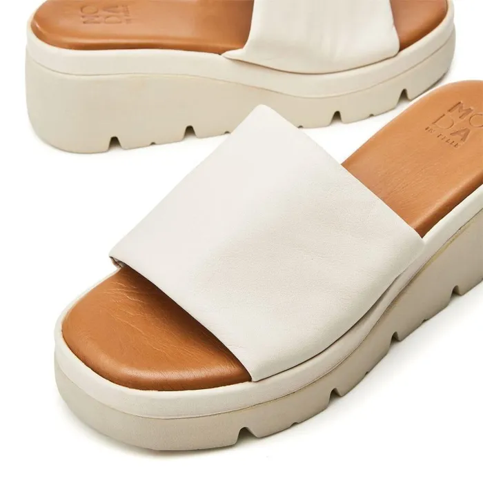 Women Moda In Pelle Slider Sandals Namya Off White Leather