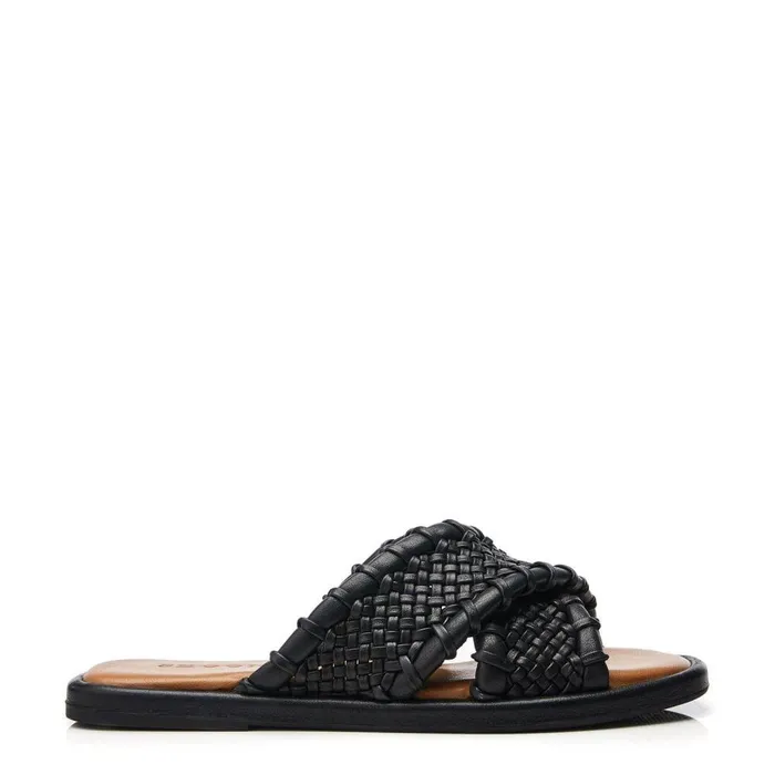 Women Moda In Pelle Slider Sandals Shoon Sh Scope Black Leather