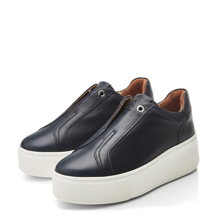 Women Moda In Pelle SlipOn Trainers Auben Navy Leather