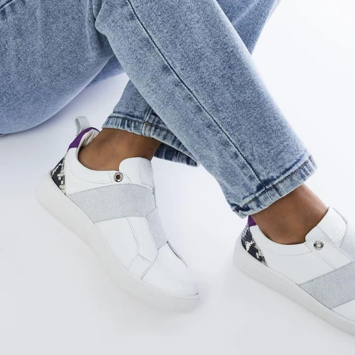 Women Moda In Pelle SlipOn Trainers Brayla White Leather