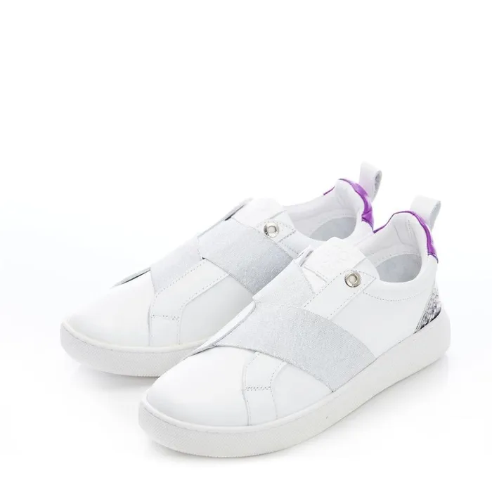 Women Moda In Pelle SlipOn Trainers Brayla White Leather