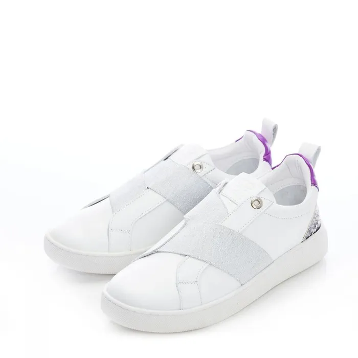 Women Moda In Pelle SlipOn Trainers Brayla White Leather
