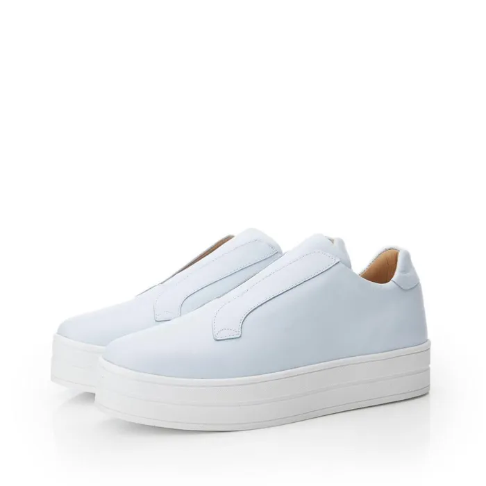 Women Moda In Pelle SlipOn Trainers Bsoleful BBath Light Blue Leather
