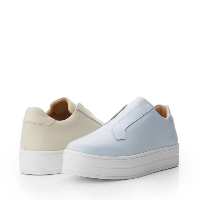 Women Moda In Pelle SlipOn Trainers Bsoleful BBath Light Blue Leather