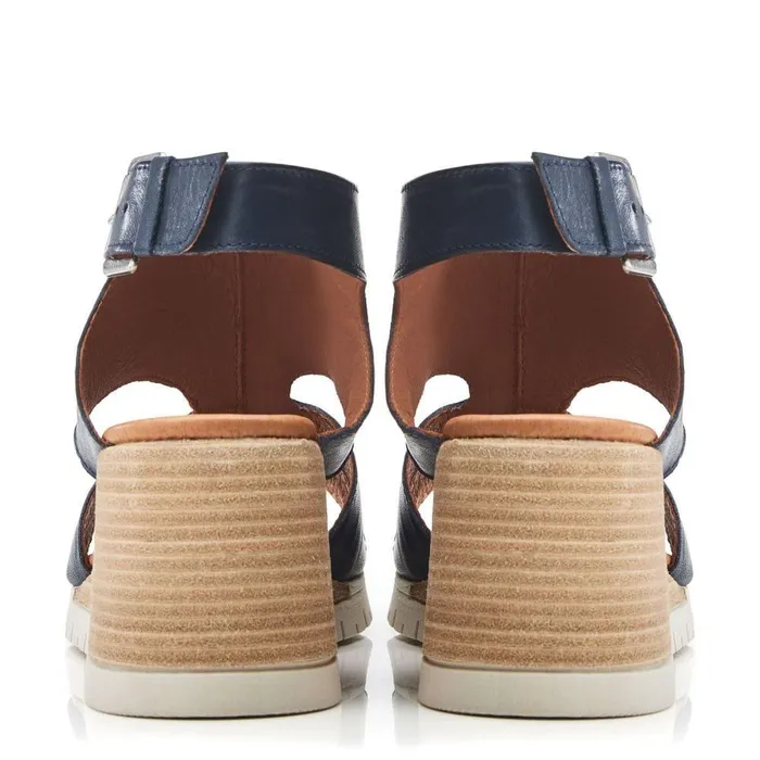 Women Moda In Pelle Wedge Sandals Peyten Navy Leather