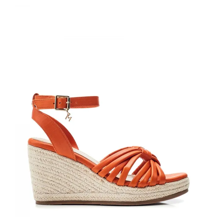 Women Moda In Pelle Wedge Sandals Rhina Orange Leather