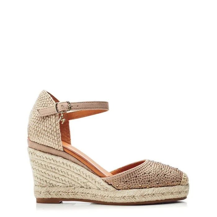 Women Moda In Pelle Wedge Sandals Willo Taupe Alcantara