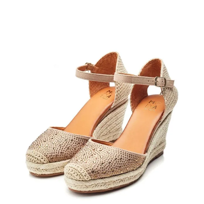 Women Moda In Pelle Wedge Sandals Willo Taupe Alcantara