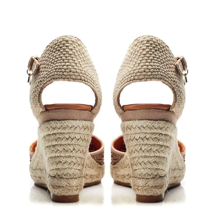Women Moda In Pelle Wedge Sandals Willo Taupe Alcantara