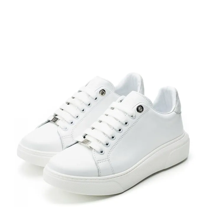 Women Moda In Pelle Wedge Trainers Brynn White Leather