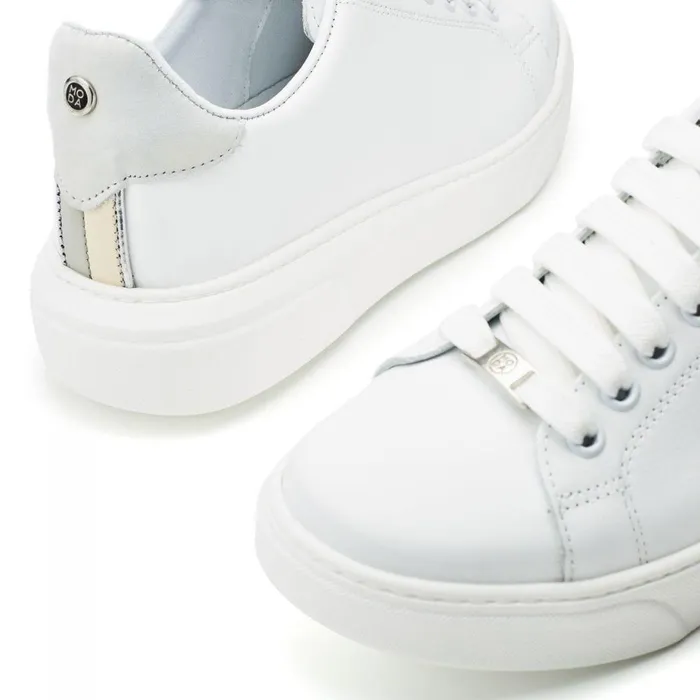 Women Moda In Pelle Wedge Trainers Brynn White Leather