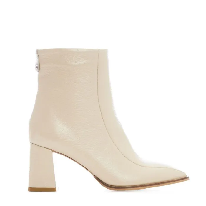 Women Moda In Pelle White Boots Adelane Off White Leather
