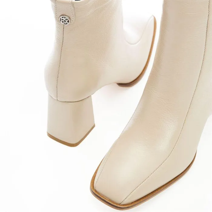 Women Moda In Pelle White Boots Adelane Off White Leather