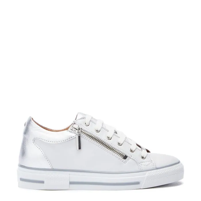 Women Moda In Pelle White Trainers Bramleigh White 8211 Silver Leather