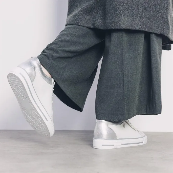 Women Moda In Pelle White Trainers Bramleigh White 8211 Silver Leather