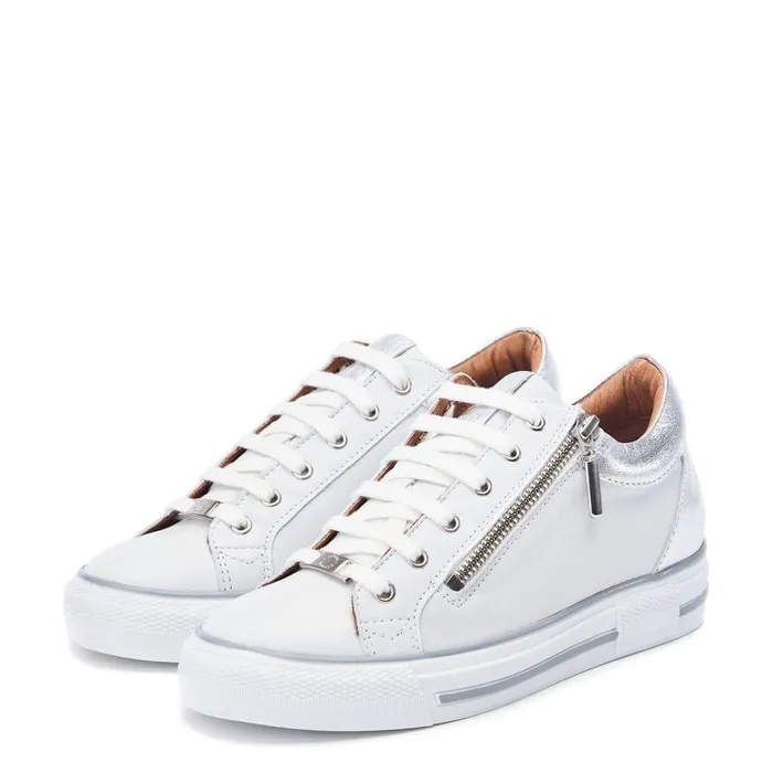 Women Moda In Pelle White Trainers Bramleigh White 8211 Silver Leather