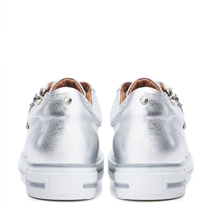 Women Moda In Pelle White Trainers Bramleigh White 8211 Silver Leather