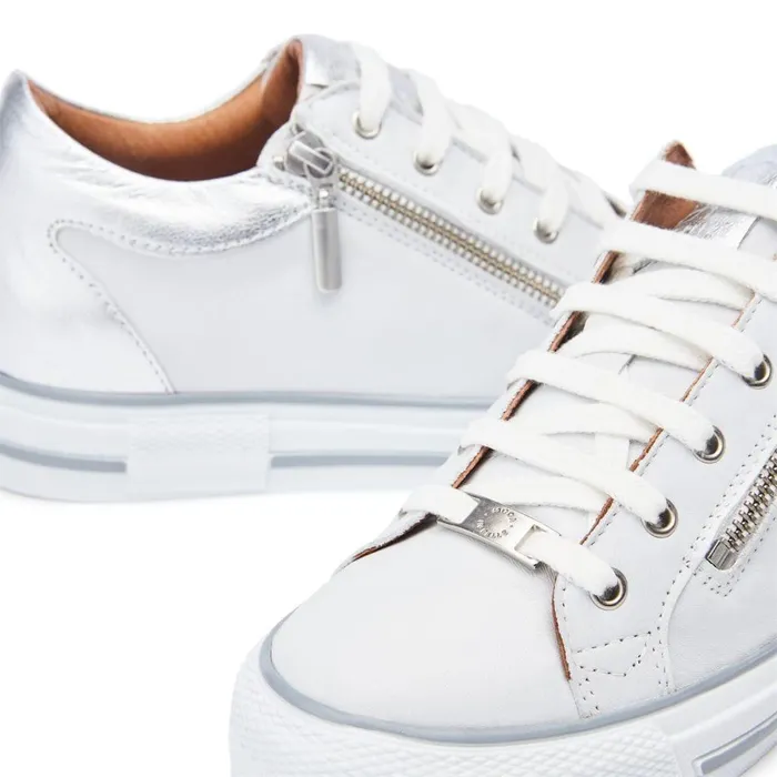 Women Moda In Pelle White Trainers Bramleigh White 8211 Silver Leather