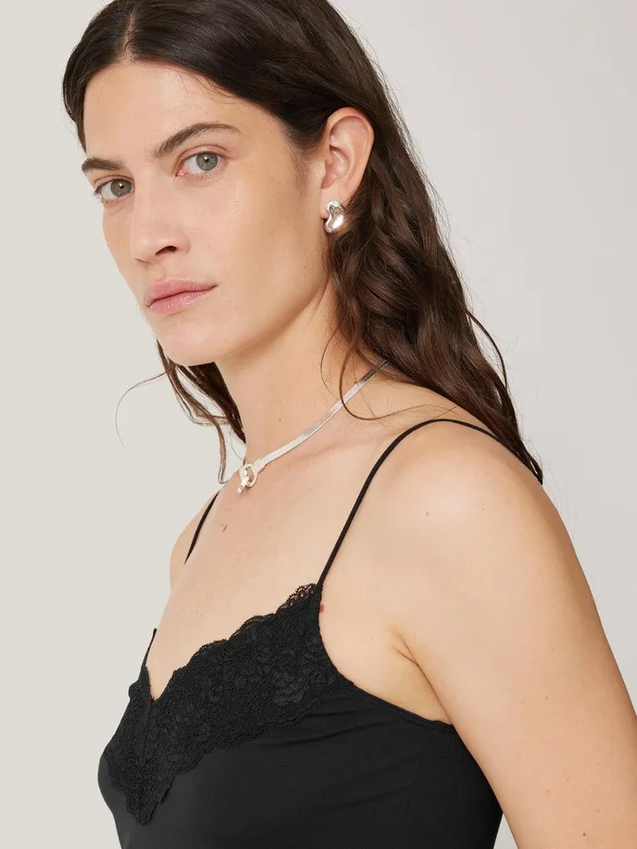 Women Modal Lace Vest Black Jigsaw Pyjamas and Loungewear