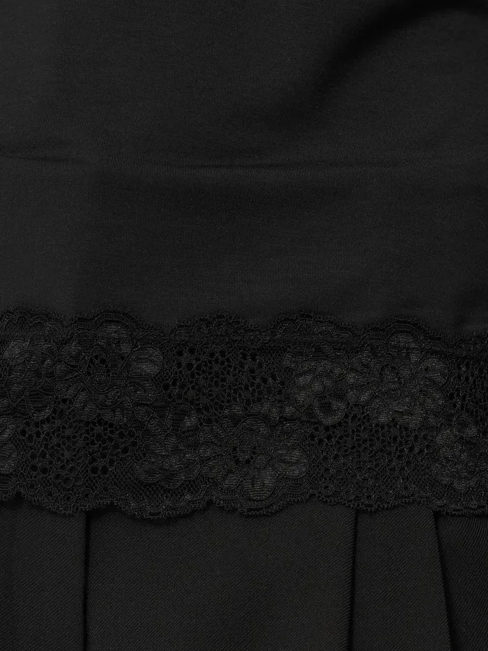 Women Modal Lace Vest Black Jigsaw Pyjamas and Loungewear