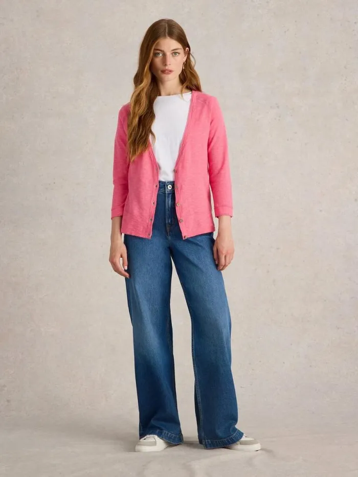 Women NARIA CARDI Bright Pink White Stuff Knitwear